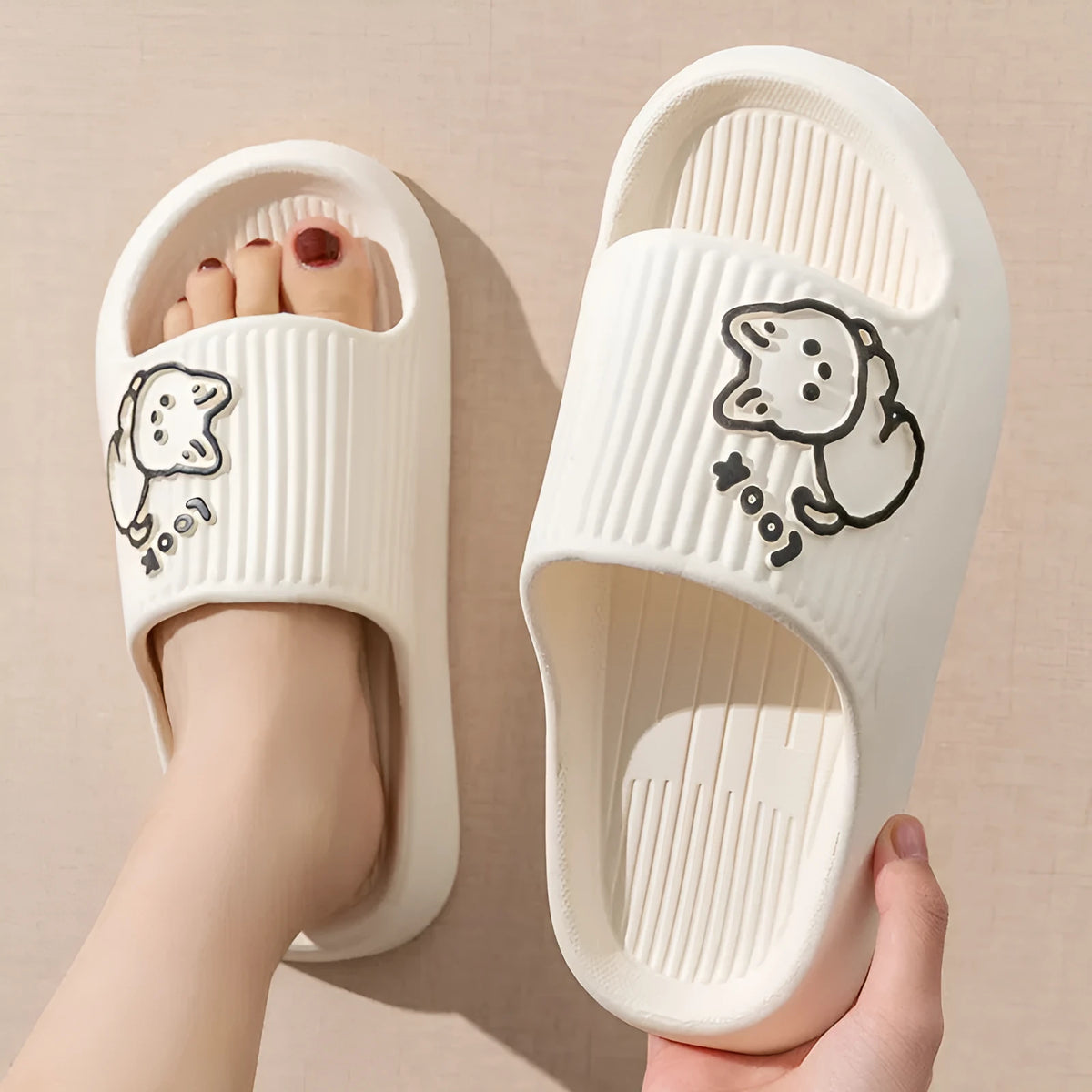 Women's cat design EVA platform slippers in multiple colours for indoor and outdoor home wear