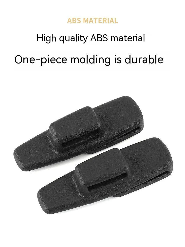 Black ABS plastic seat belt clip for car safety belt adjustment, two-piece pack