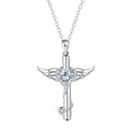 Close-up of a copper stethoscope cross pendant with wing details on a chain, available in Red Diamond or White Diamond finish.