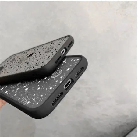 Star pattern iPhone case with raised camera ridge for eye care, compatible with iPhone XR, XS Max, 11, 12, 13 models