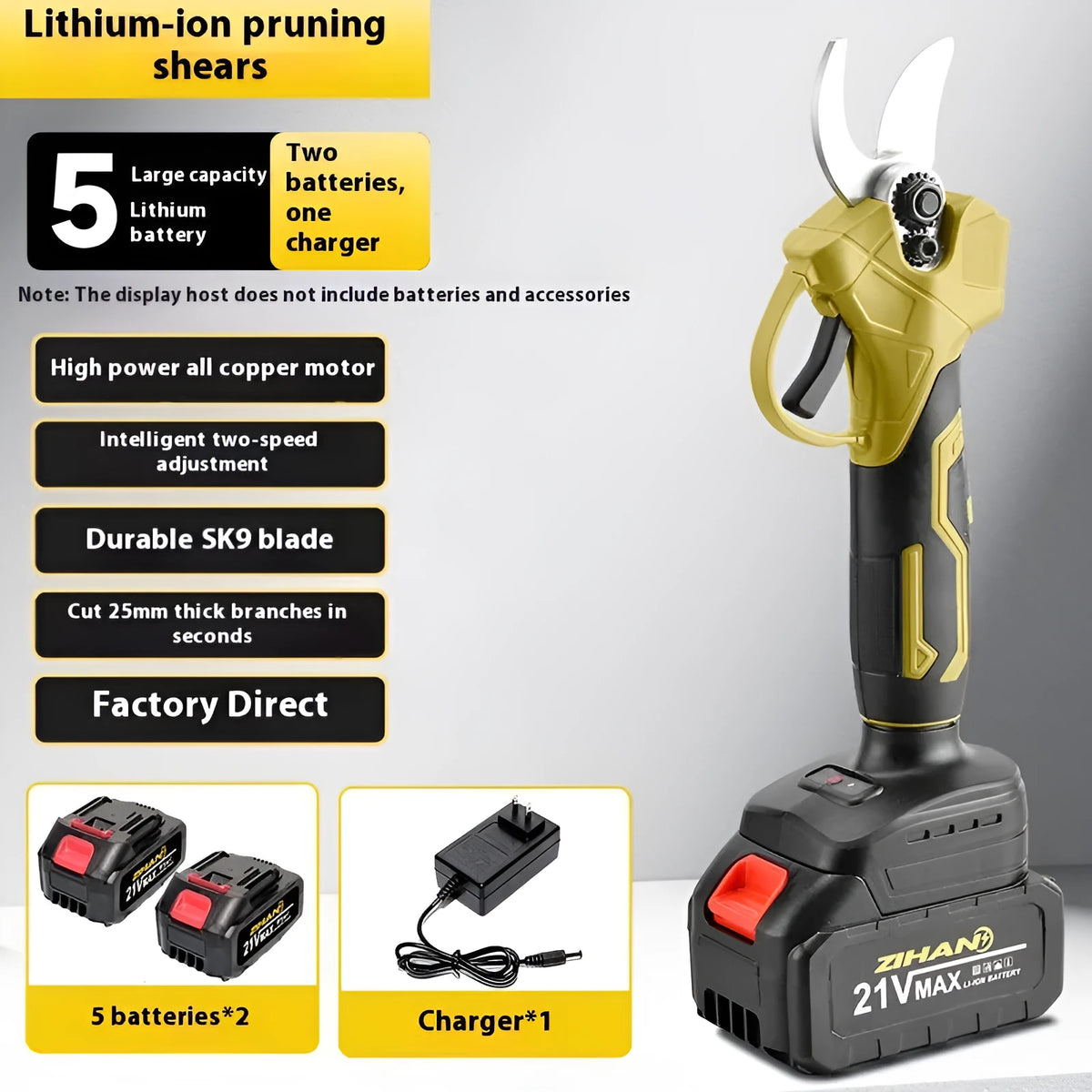 Wireless electric pruning knife with lithium battery and storage box for cutting garden branches