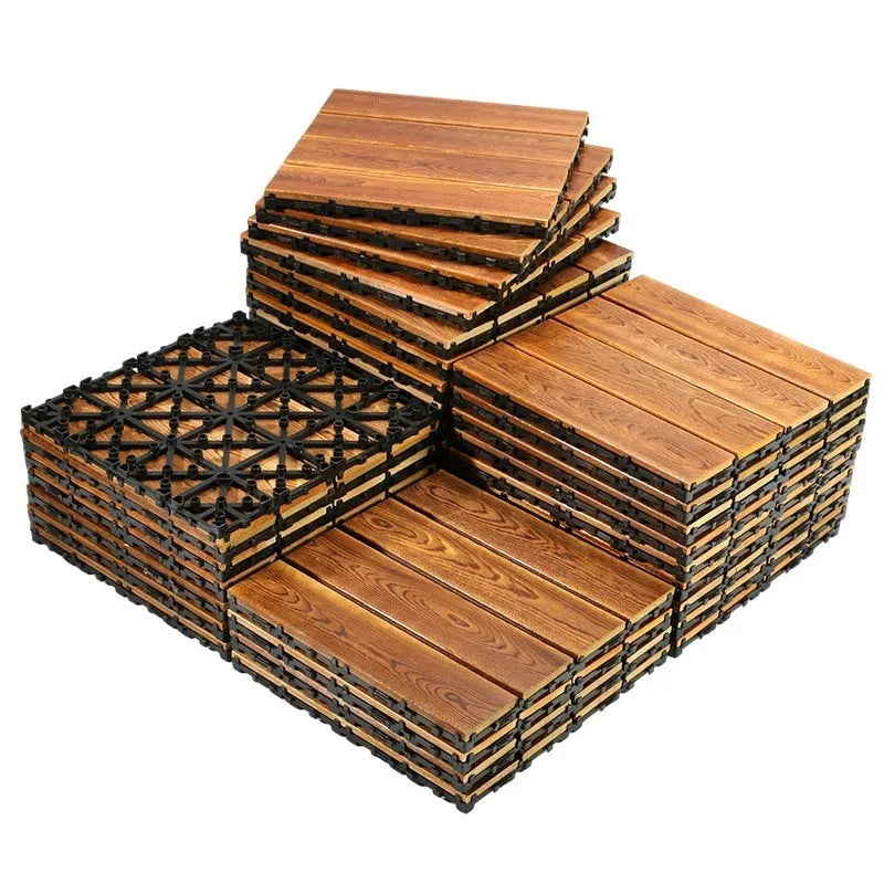 30x30cm camphor pine wood flooring tiles for indoor and outdoor balcony use