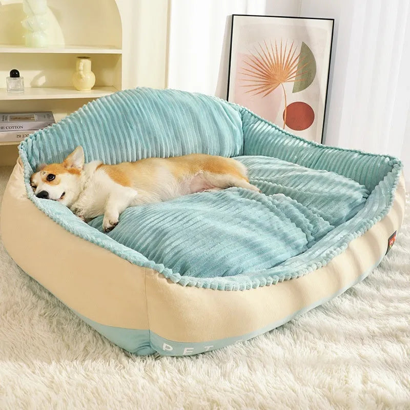 Morandi colour dog mat on sofa with removable washable cover in two size options