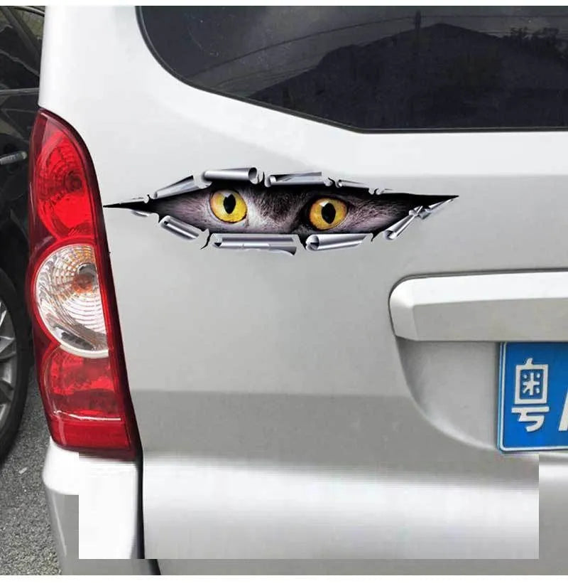 3D tiger eye and eagle eye design car door sticker on transparent PVC backing