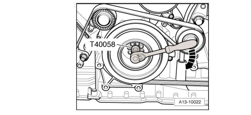 Aodi T40058 crankshaft rotating sleeve timing tool adapter with guide pin for engine top dead centre alignment