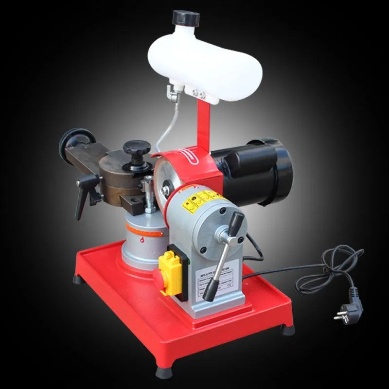Xiao Mo Wang manual sharpening machine for alloy circular saw blades on a workshop bench.