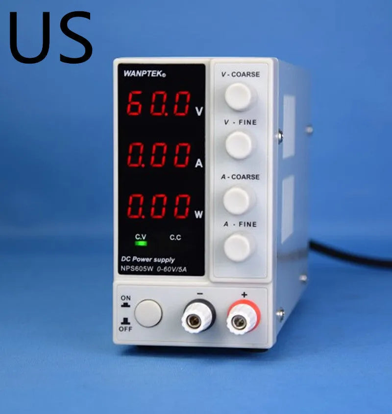 White adjustable DC power supply unit for mobile phone and notebook repair with digital display