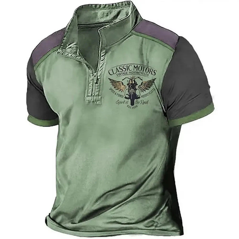 3D printed solid colour golf polo shirt in loose fit pullover style made from bird eye cloth polyester.