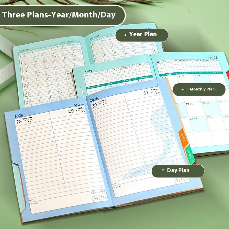 A5 office notepad with striped PU leather cover open on 80g Wood-free paper.
