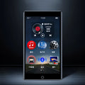 Black Ruizu H1 slim MP3 MP4 player with 4-inch touch screen displaying music menu