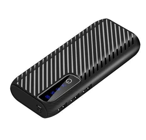 Compact 20000mAh mini power bank in multiple colours showing its size and USB ports.