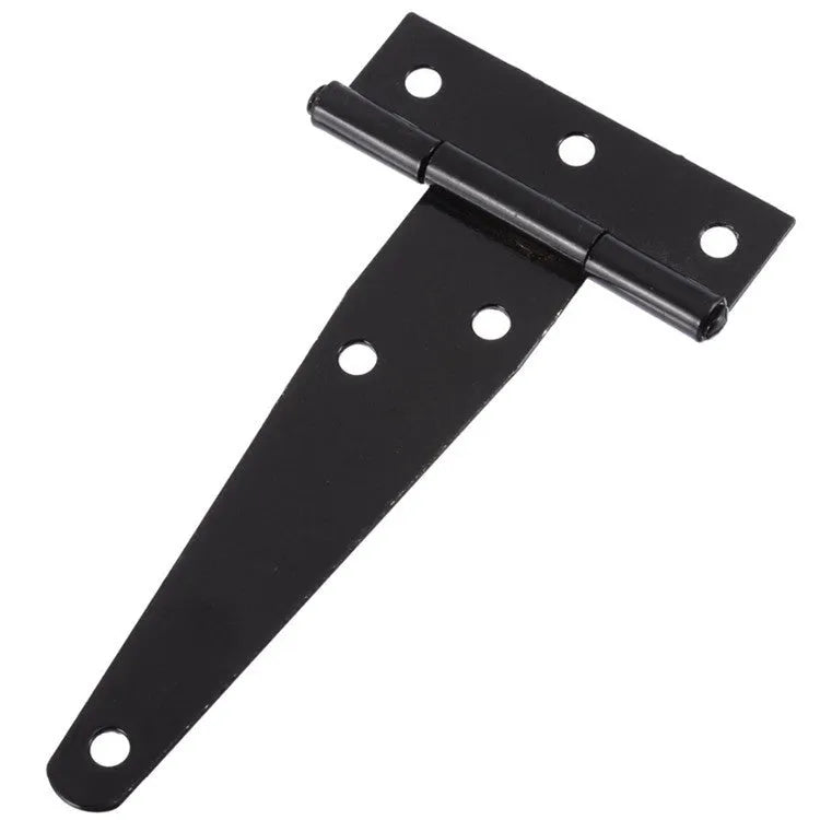 Fixed light T-shaped iron hinge for wooden doors, shown in a silver finish.