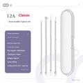 4-piece metal acne needle set with ultra-fine pointed clips on a silver background.
