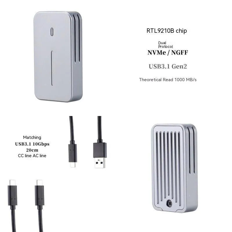 Aluminium dual protocol 10Gbps external SSD enclosure for M.2 solid state drives