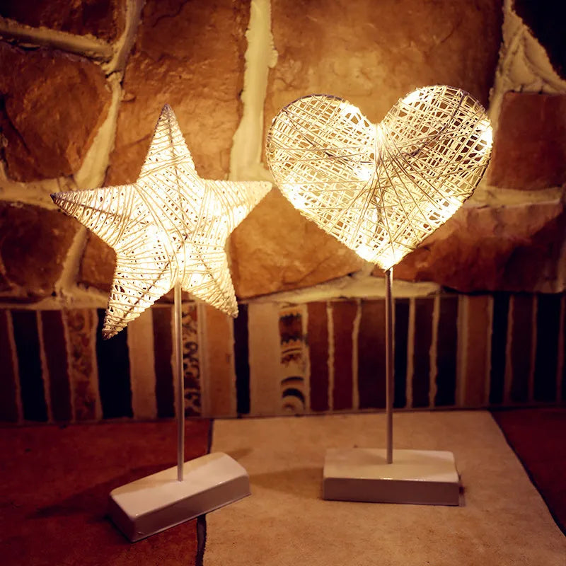LED rattan decorative star lamp with copper wire construction for bedroom lighting
