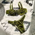 Women's 3D flower swimsuit in A371 Green with floral pattern and high elasticity construction
