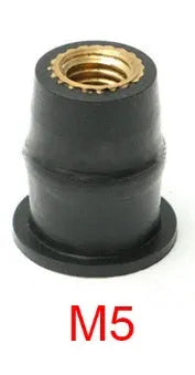 Motorcycle windshield mounting hardware black rubber well nuts with brass inserts M4 M5 M6 sizes