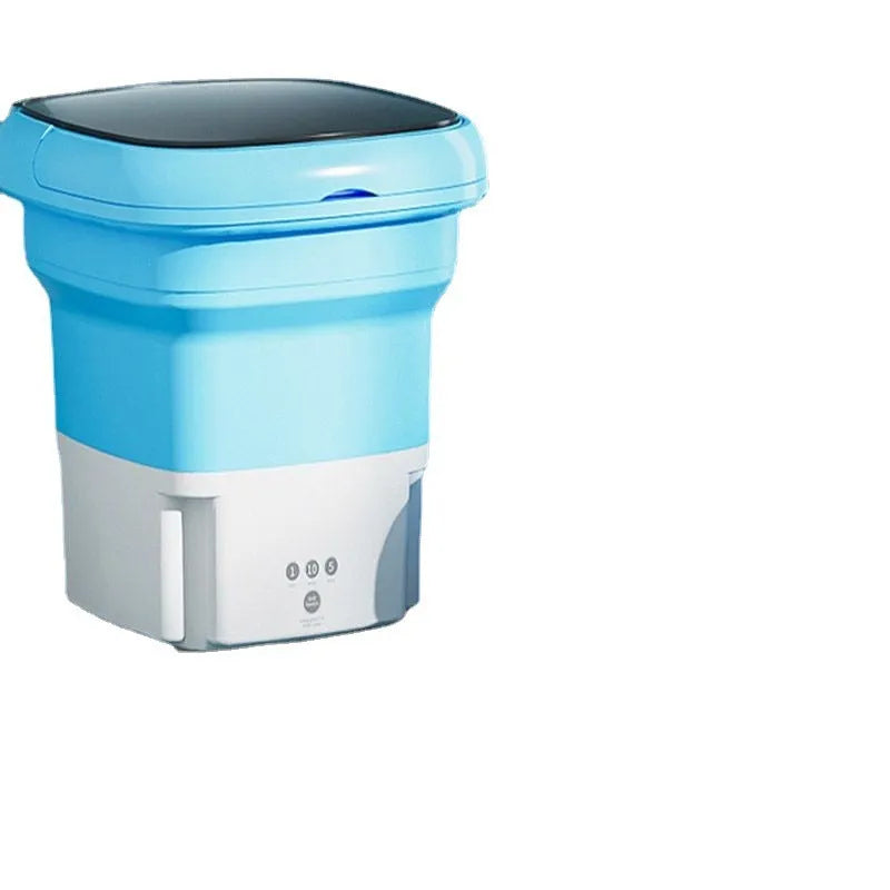 Folding washing machine and ultrasonic cleaning machine with spin-drying barrel in blue, green, or pink, 260x205x205mm.