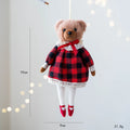 Cartoon plush bear doll with cotton suit plaid design in gentleman bear and princess bear variants