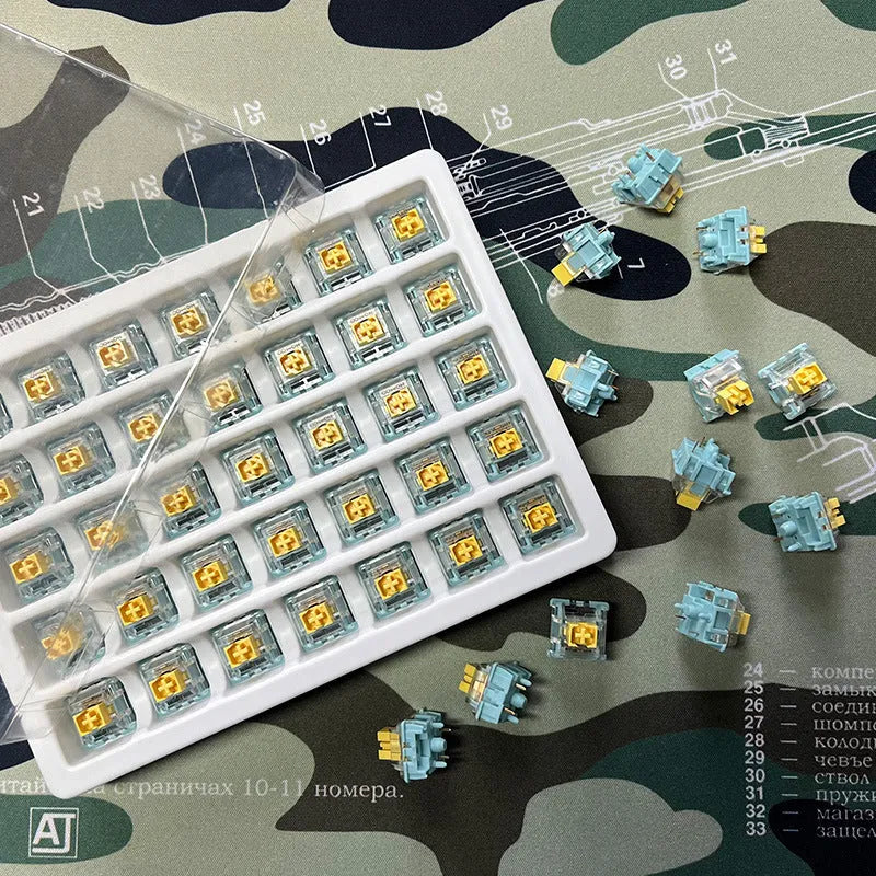 Tiger Mo Sea Salt Lemon PRO quiet tactile mechanical keyboard switches 36-piece pack