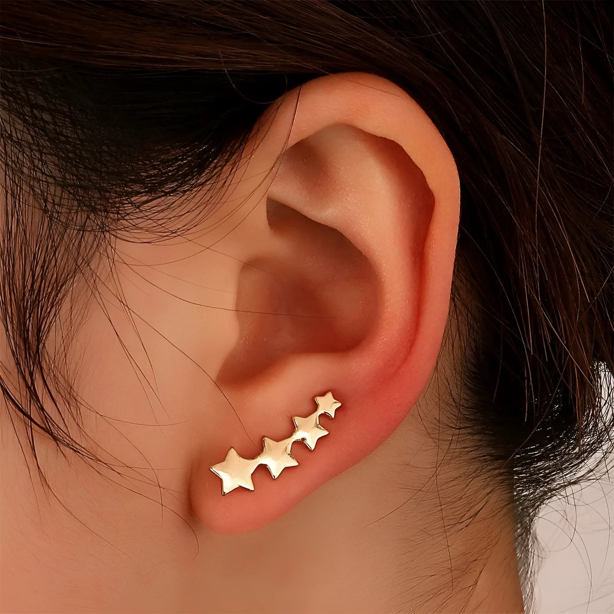 Copper leaf design clip earrings for women with KC golden star A-896 colour