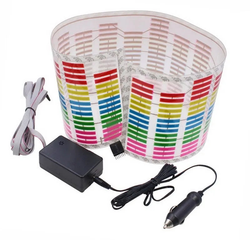 Car voice control rhythm lamp with 90cm electroluminescent panel showing music sync lighting patterns