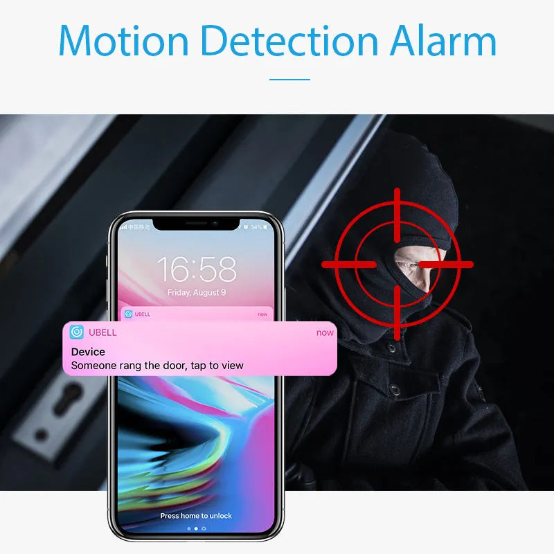 White wall-mounted network camera with 1080p resolution for mobile phone monitoring