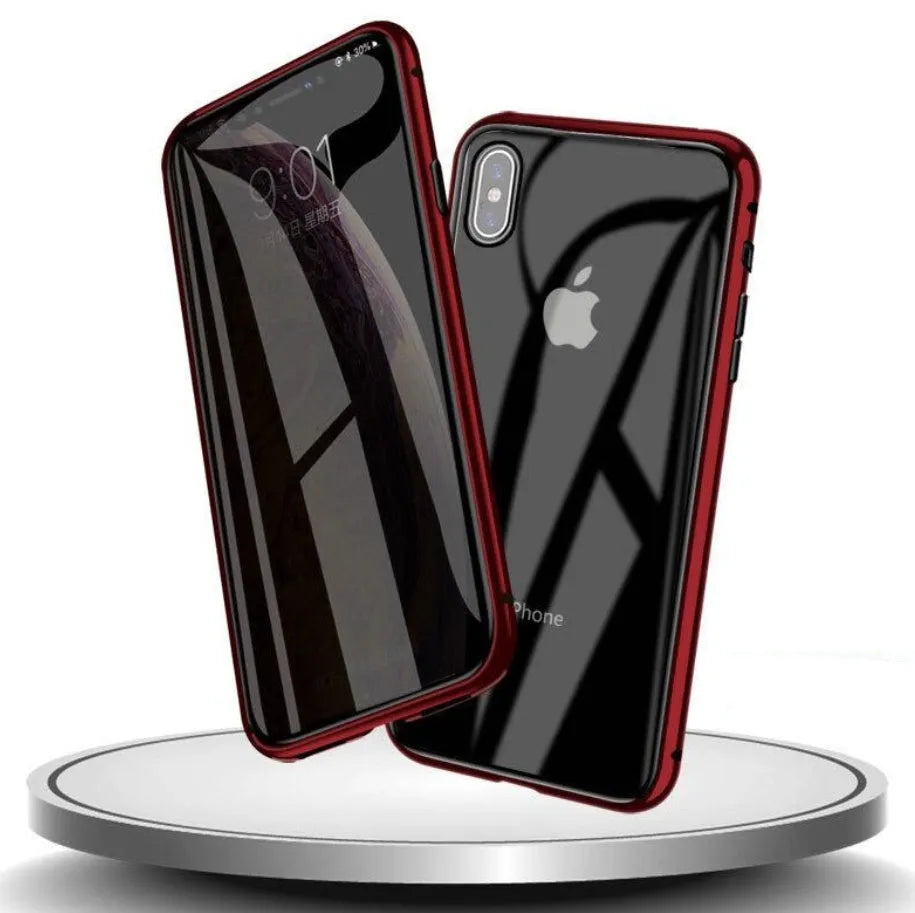 Glass anti-spy privacy phone case with clamshell design for iPhone models