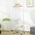 Iron single rod pulley storage car hanger system in black or white for wardrobe organisation