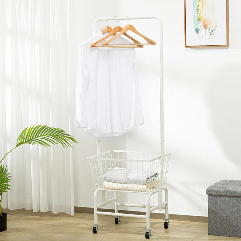 Iron single rod pulley storage car hanger system in black or white for wardrobe organisation