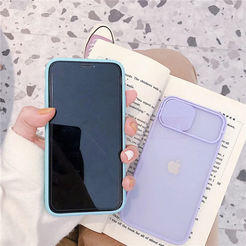 Frosted frame silicone iPhone case shown in multiple colour options on various iPhone models