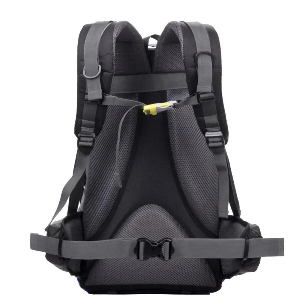 Green polyester sports backpack with main compartment shown open, suitable for outdoor activities.