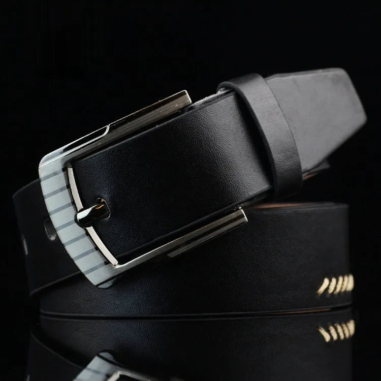 Men's retro style pin buckle belt in imitation leather with alloy buckle