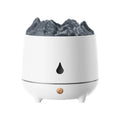 Volcano humidifier with flaming mountain design in black or white colour