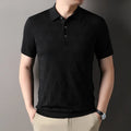 Men's ice silk short sleeve t-shirt in green colour showing regular fit and thin fabric texture