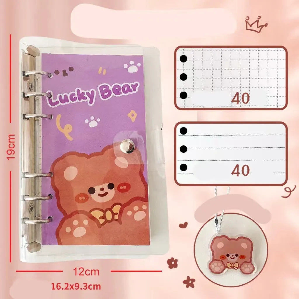A6 loose leaf notebook with girl heart design, 80 sheets of 70g paper, 6-hole pass type construction