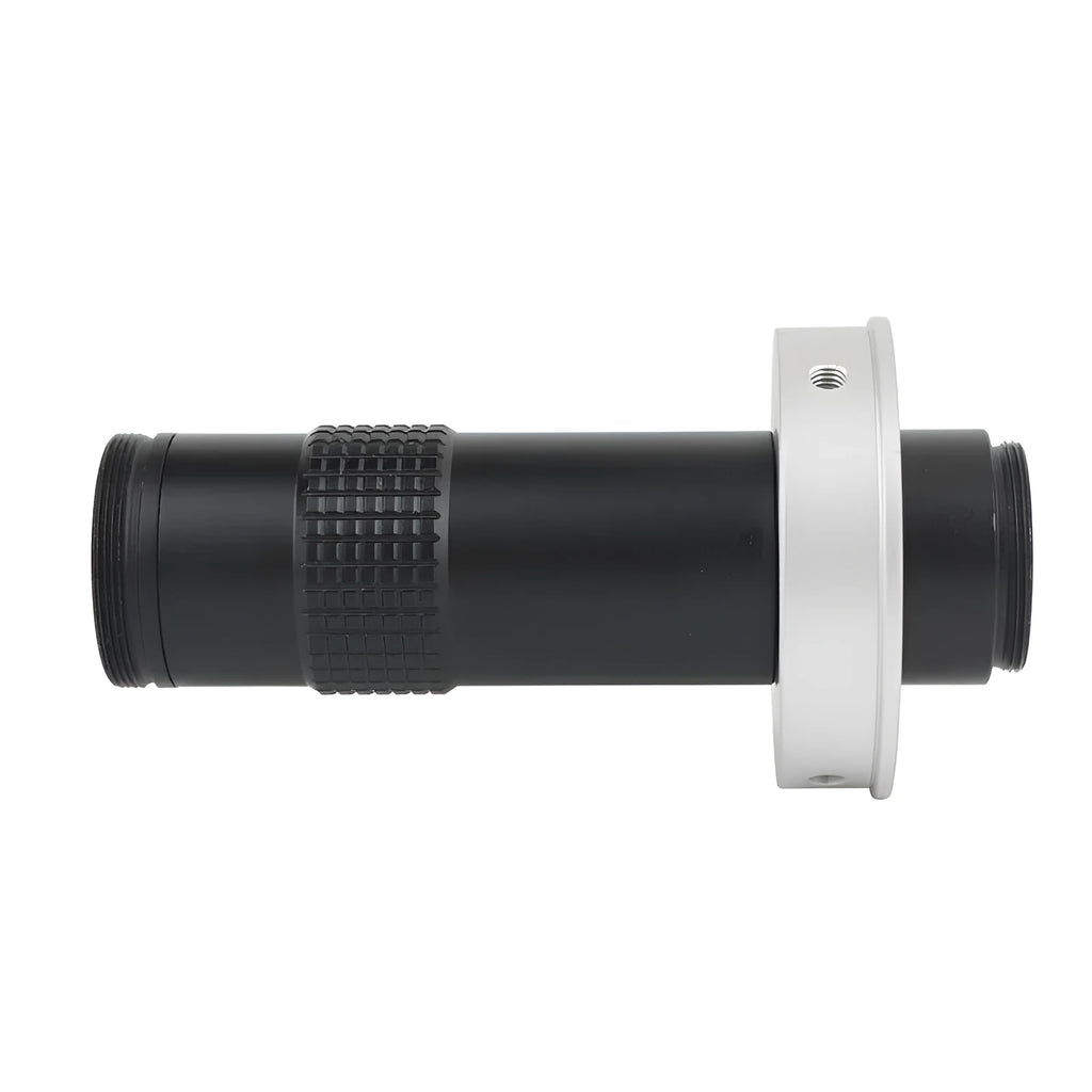 Black industrial camera monocular lens measuring 30mm diameter by 84mm length with 130x magnification