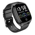 Black GPS tracker smartwatch with a 1.54-inch touch screen displayed on a wrist.