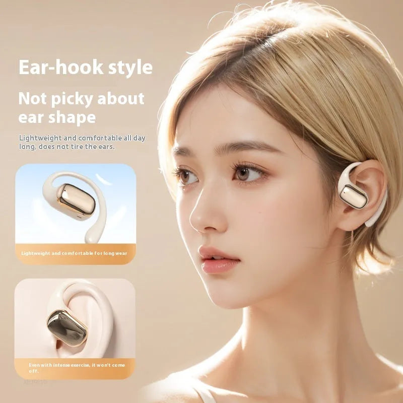 Ear-mounted Bluetooth headphones with digital display screen in three colour options