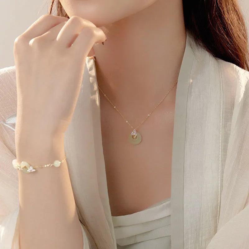 925 silver orchid necklace with safe buckle and peace buckle charm on O-ring chain