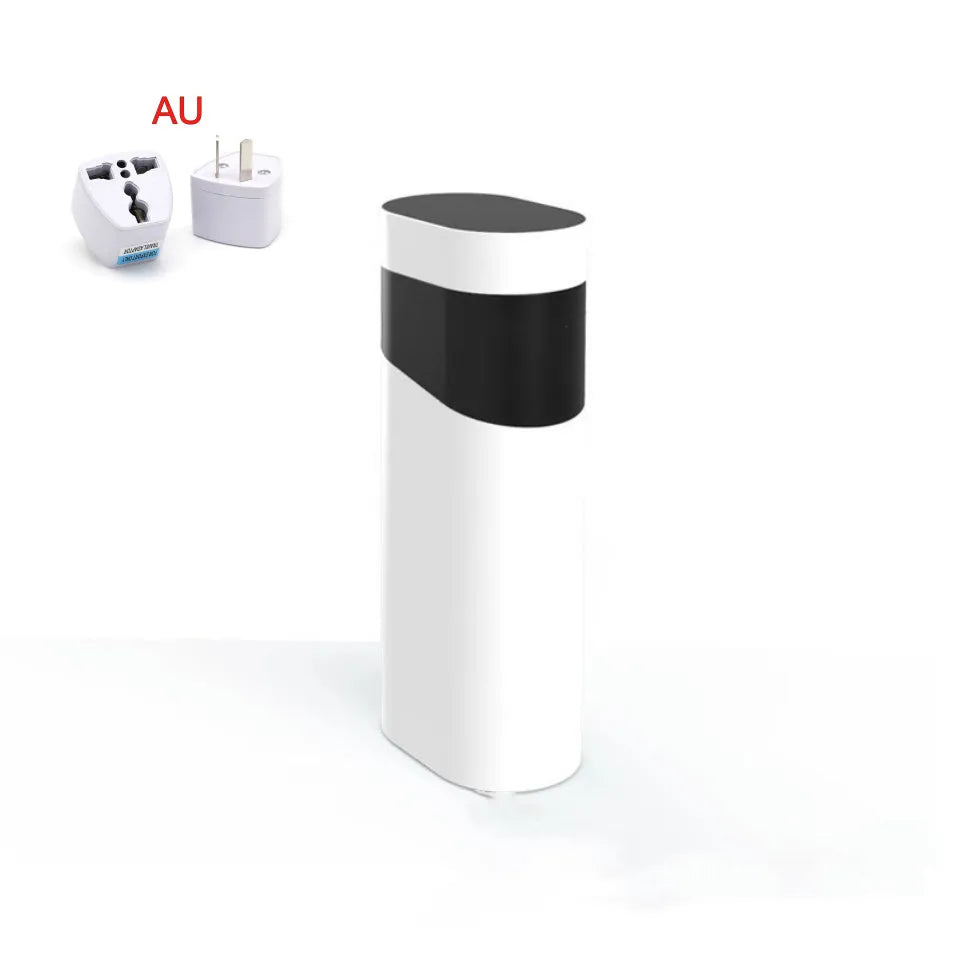 Black and green compact desktop instant hot water dispenser with adjustable temperature control.