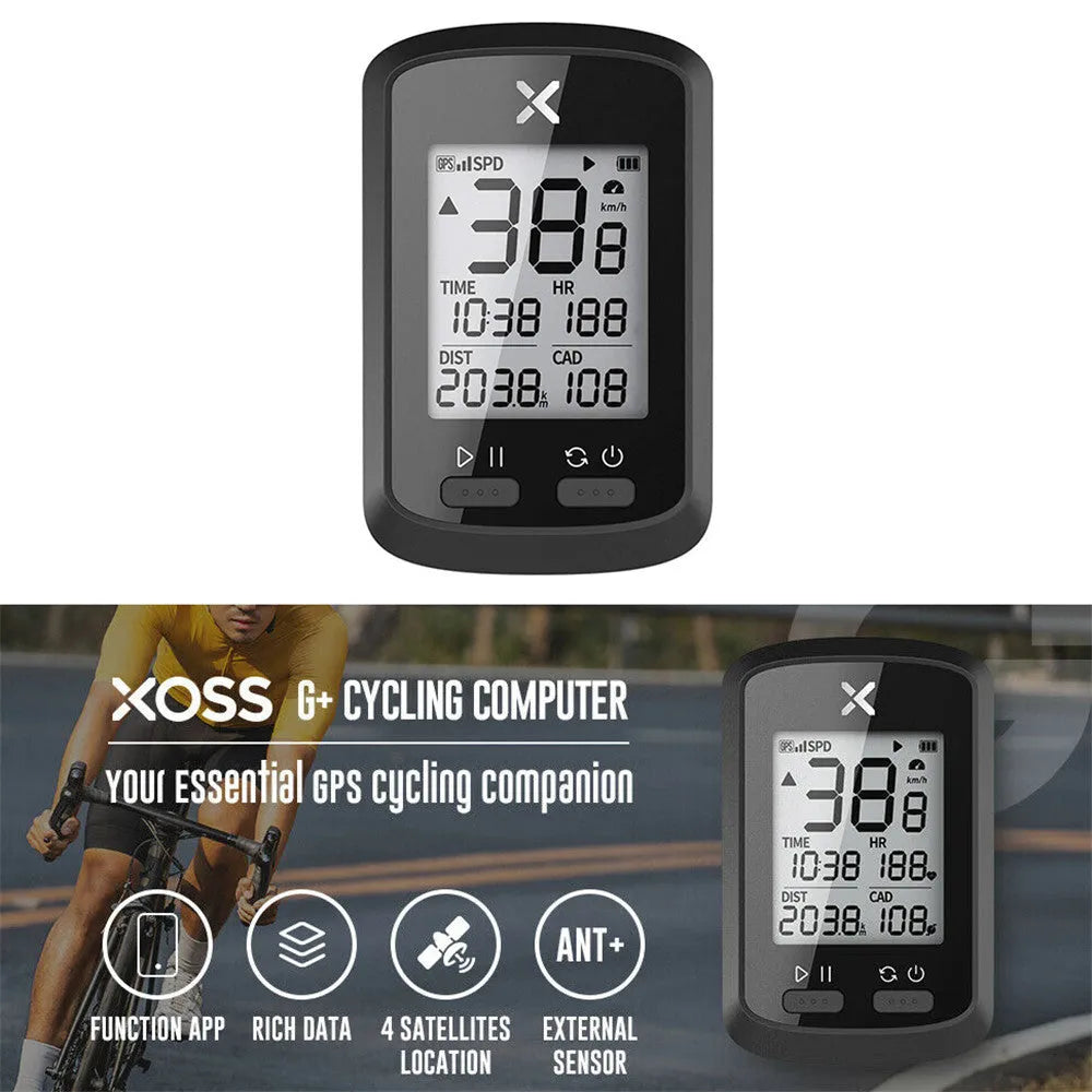 Black plastic waterproof bicycle stopwatch mounted on bicycle handlebars