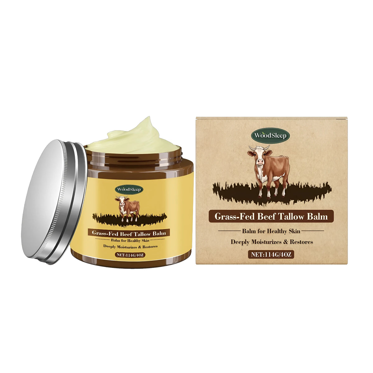 114g jar of cow fat moisturising cream with honey and olive oil ingredients