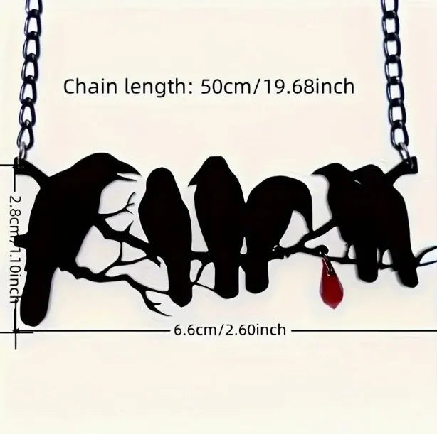 Black electroplated crow necklace with cross chain design for women's Gothic hip hop jewellery