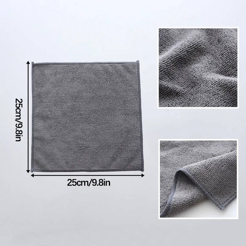 Grey microfibre kitchen cleaning cloth measuring 25cm square for oilproof dishwashing