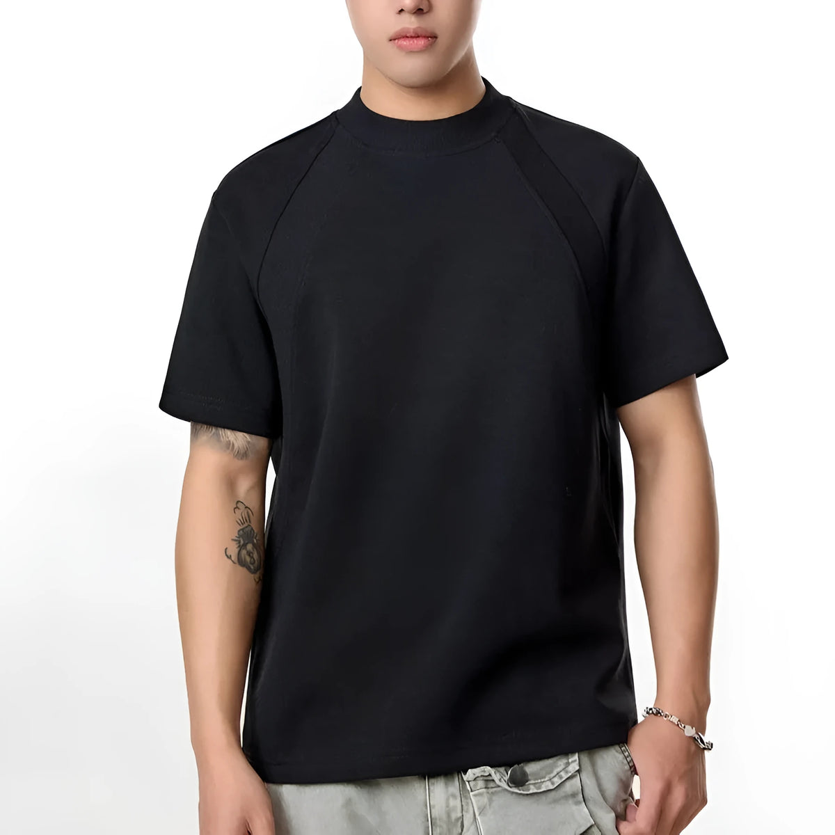 Women's loose fit short sleeve top with air layer stitching texture in polyester fabric