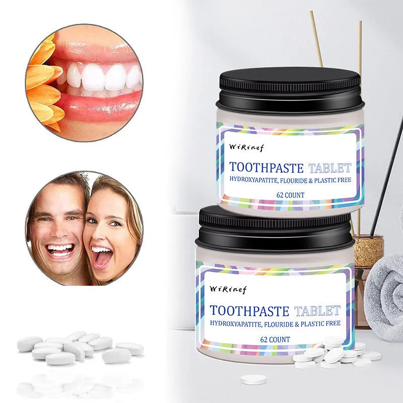 TP19 solid toothpaste tablets pack containing 62 portable chewing cleaning tablets