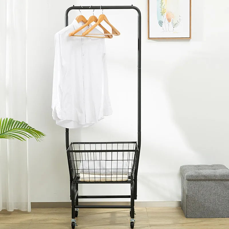 Iron single rod pulley storage car hanger system in black or white for wardrobe organisation