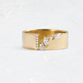 Gold electroplated copper fashion ring with shining zircon detail showing front view