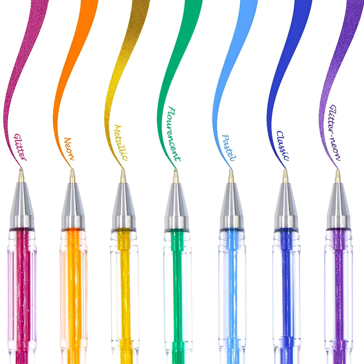 100 colour gel pen and watercolour pen set with highlighter pens in plastic shells